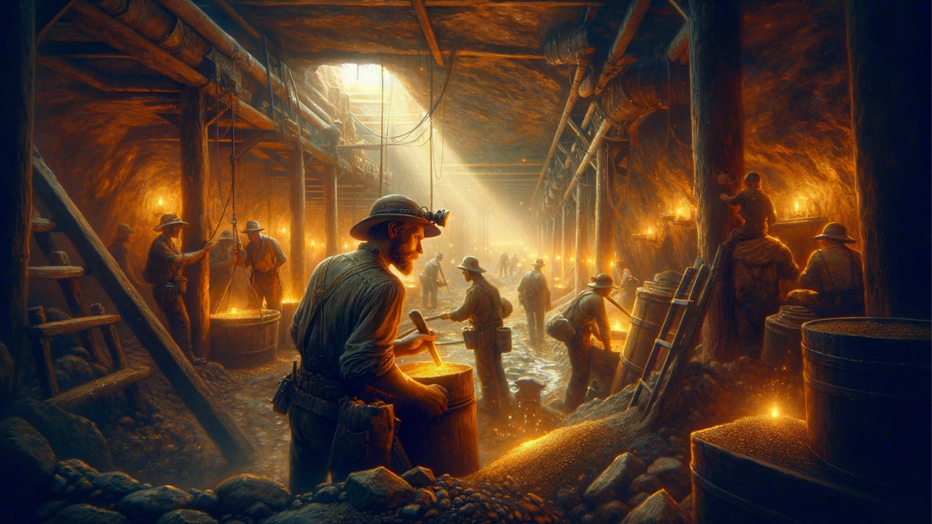 People digging in a gold mine.