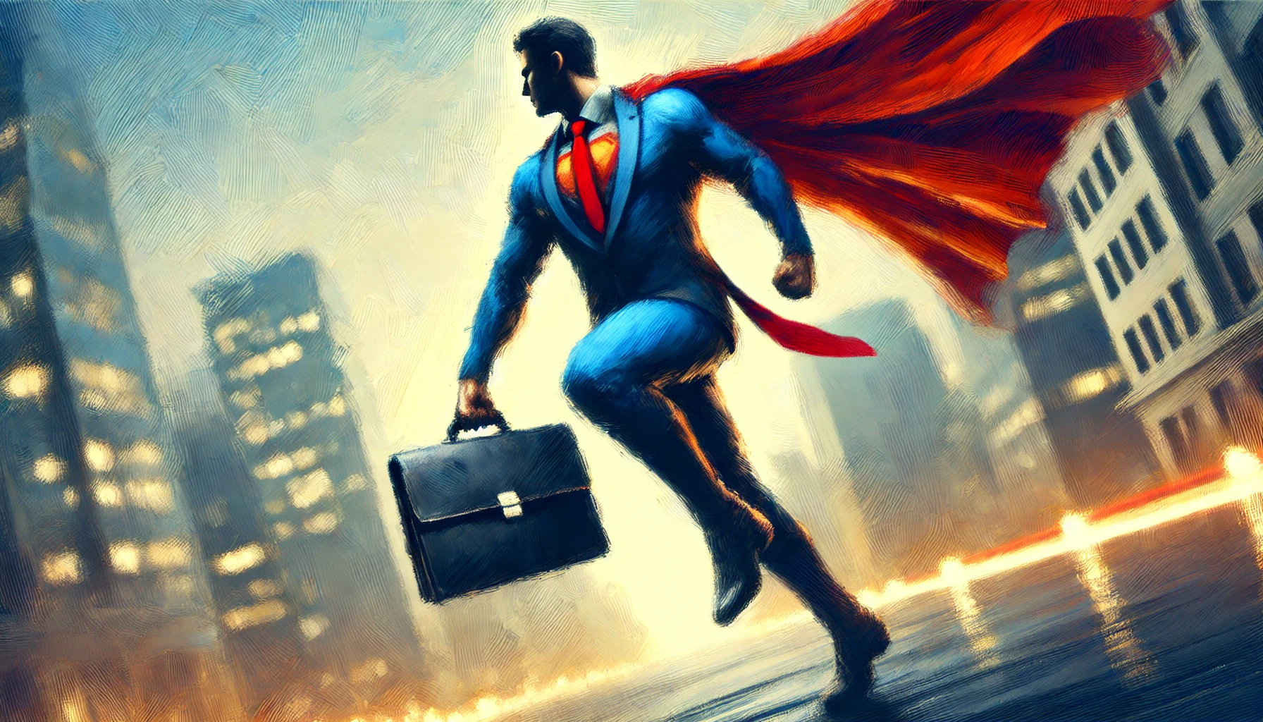 superhero carrying a briefcase